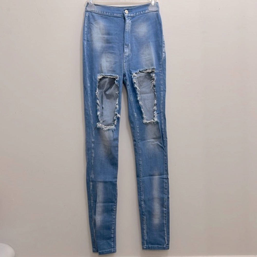 Fashion Nova Ripped Thigh High Waisted Jeans, Size 5